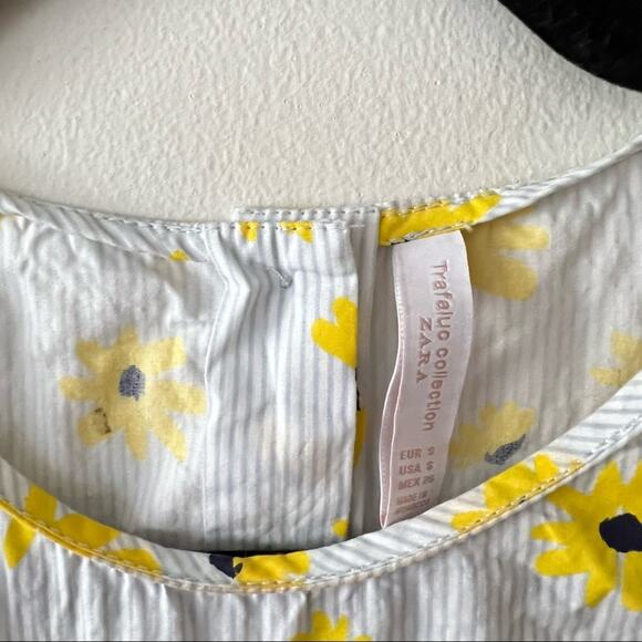 Zara Yellow Floral Print Tiered Ruffle Blouse - Picture 7 of 9